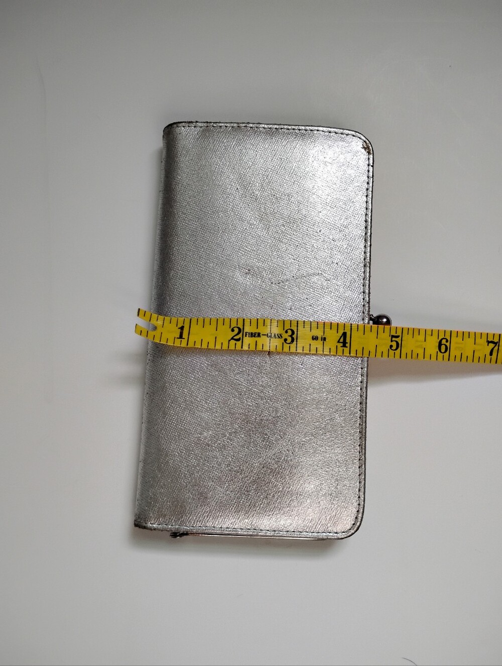 Genuine Pebbled Leather Silver Wallet Royal Blue Classic Kiss Clasp - Picture 9 of 9